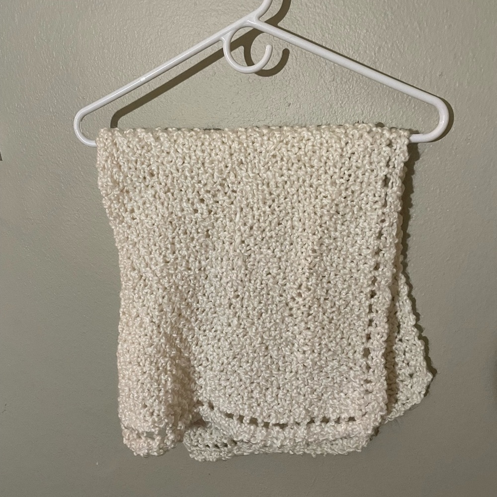 Cozy Handmade Knit Cream Baby Blanket